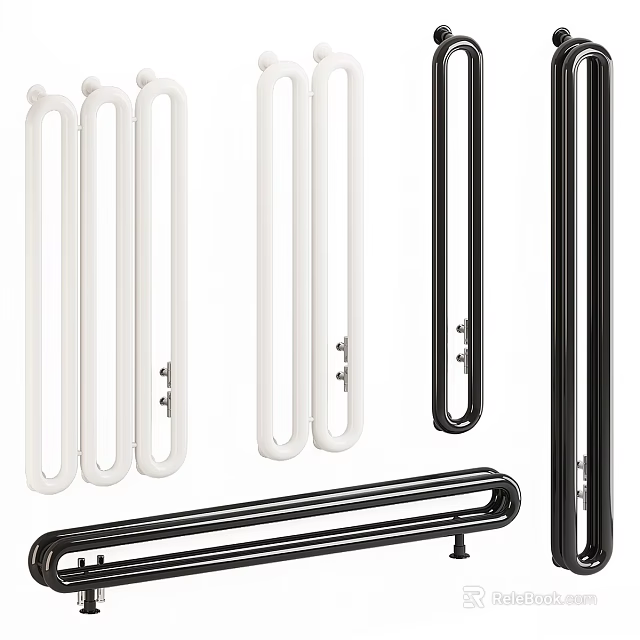 White And Black Radiators In Various Styles 3d model 