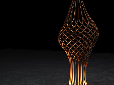 Modern Woven Floor Lamp With Warm Metallic Finish And Illuminated Glow For Contemporary Decor 3d model