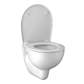 Modern White Toilet With Open Lid And Sleek Design For Bathroom Use