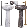 Modern Marble Pedestal Washbasins with Sleek Design and Chrome Faucet for Contemporary Bathroom