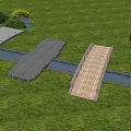 Multiple Landscape Bridges With Stone And Brick Designs In Green Lawn Garden