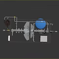 Industrial Equipment Frame With Metal Structure Pipes Valves Blue Container Control Box And Motor Components