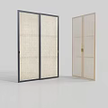 Modern Sliding Doors With Black And Beige Frames And Woven Panels 3d model