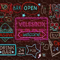 Neon Decorative Lights For Bar Casino Pub With Brick Wall And Welcome Sign
