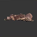 Rustic Wood And Stone Decorative Structure With Red Rough Textured Surface 3d model