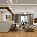 Modern Living Dining Room Interior With Open Concept Sofa Coffee Table And Wooden Floor