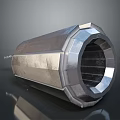 Industrial Metallic Cylindrical Equipment Featuring Hexagonal Structure And Grated Interior