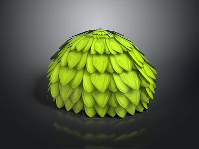 Fresh Green Leaf Like Hemispherical Food With Natural Organic Surface Structure 3d model