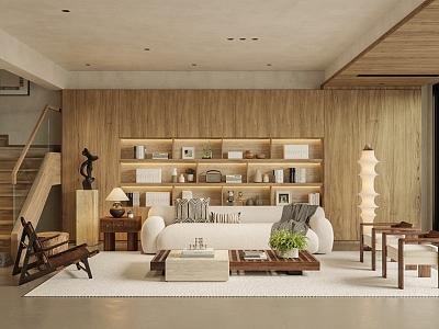 Log American-style Duplex Living Room model