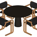 Middle-style dining tables and chairs 3d model