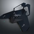 Futuristic Stealth Fighter Jet Design With Angular Black Wings And Cockpit Structure 3d model
