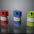 Colorful Oil Drums With Red Blue Green Hues White Stripes And Black Triangle Symbols