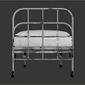 Medical Equipment Hospital Medical Bed with Metal Frame White Mattress and Wheels for Patient Care