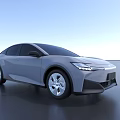 Silver Aerodynamic Electric Car with Modern Sleek Body Styling Futuristic Front Face and Alloy Wheels
