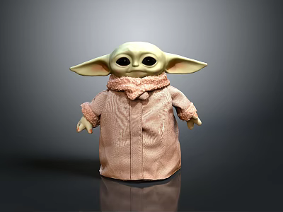 Cute Game and Movie Character with Big Ears Large Eyes and Brown Robe 3d model