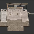 Traditional Ancient Building Model With Stone Walls Wooden Roof Staircase And Terrace