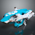 Futuristic Blue And White Cosmic Spaceship With ADV Logo And Sleek Aerospace Design