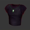 Fashionable Dark Blue Sleeveless T shirt With Silver Necklace And Pendant Accessory Design
