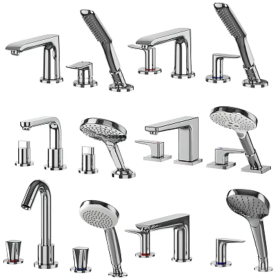 Modern Water Faucets In Various Styles For Kitchen And Bathroom Use 3d model