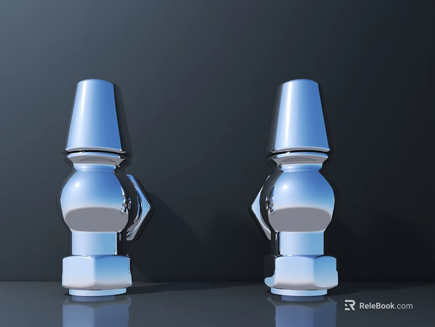 Two Silver Sculptures with Abstract Conical Top Spherical Base Smooth Reflective Surface on Dark Background 3d model