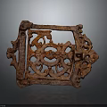 Rustic Iron Ornament With Intricate Plant Inspired Filigree Design And Rustic Red Brown Finish