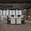 Modern Industrial Style Open Office Space With Neat Workstations Comfortable Chairs And Large Bright Windows