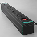 Black Switch Panel With Multiple Outlets Red Indicator Light And Green Decorative Strips 3d model