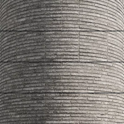 Cylindrical Architectural Component With Textured Gray Brick Surface And Horizontal Layers 3d model