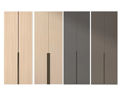 Modern Cabinet Doors Featuring Wood Texture Dark Color And Minimalist Handles 3d model