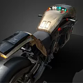 Futuristic Motorcycle With LED Lights And Streamlined Black Gold Tech Body Design