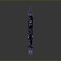 Gray and Blue Warship Model with Red Bottom and Radar Antenna Design