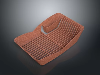 Functional Brown Silicone Kitchen Drainer Tray With Striped Design And Groove 3d model