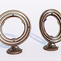 Decorative Ornament Set Brass Circular Ring Design With Blue Accents And Sturdy Base For Home