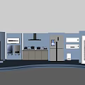 Modern Household Appliances Display With Washing Machine Refrigerator Range Hood And Air Conditioner