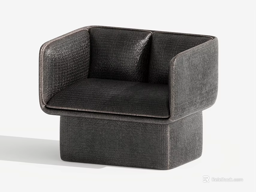Modern Single Sofa With Textured Fabric Armrests And Sturdy Square Base 3d model 