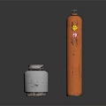 Rusted Orange Gas Cylinder And White Metal Rim Container On Black Background