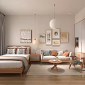 Cozy Apartment Living Space With Wooden Furniture And Art Decor