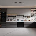 Modern Kitchen Interior With Gray Cabinets Marble Countertop And Stainless Steel Appliances