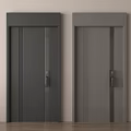Modern Security Doors in Dark and Light Gray with Lock and Handle Design 3d model