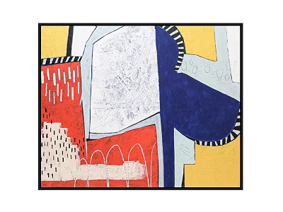 Contemporary Abstract Painting With Geometric Shapes Red Blue Yellow Textured Design 3d model