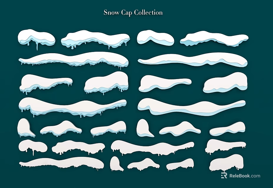 Carved Snow Cap Design Collection Featuring Icicle And Snow Shapes 3d model 