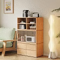 Wooden Storage Cabinet With Glass Door Shelves And Drawers In Living Room
