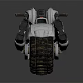 Futuristic Sci Fi Motorcycle With Silver Blue Body Green Rim Lights And Brown Seat