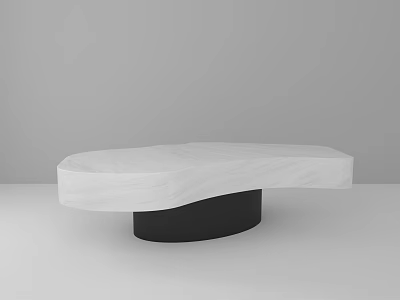 Modern Coffee Table With White Marble Top And Black Cylindrical Base 3d model