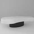 Modern Coffee Table With White Marble Top And Black Cylindrical Base 3d model
