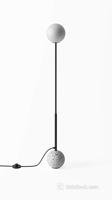 Modern Floor Lamp Design With Slim Black Metal Stand And Adjustable Shade 3d model 