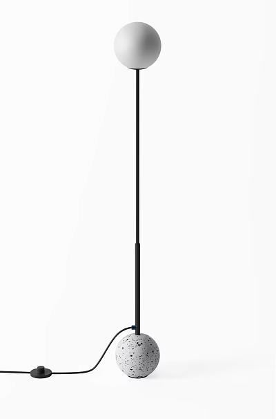 Modern Floor Lamp Design With Slim Black Metal Stand And Adjustable Shade 3d model