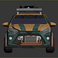 Orange Green Modified Car with Roof Rack Red Rims Stylish Graphics and Sporty Look