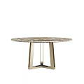 Elegant Modern Round Dining Table With Marble Tabletop And Metal Legs 3d model