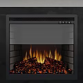 Modern Embedded Electric Fireplace with Realistic Burning Flame and White Frame 3d model
